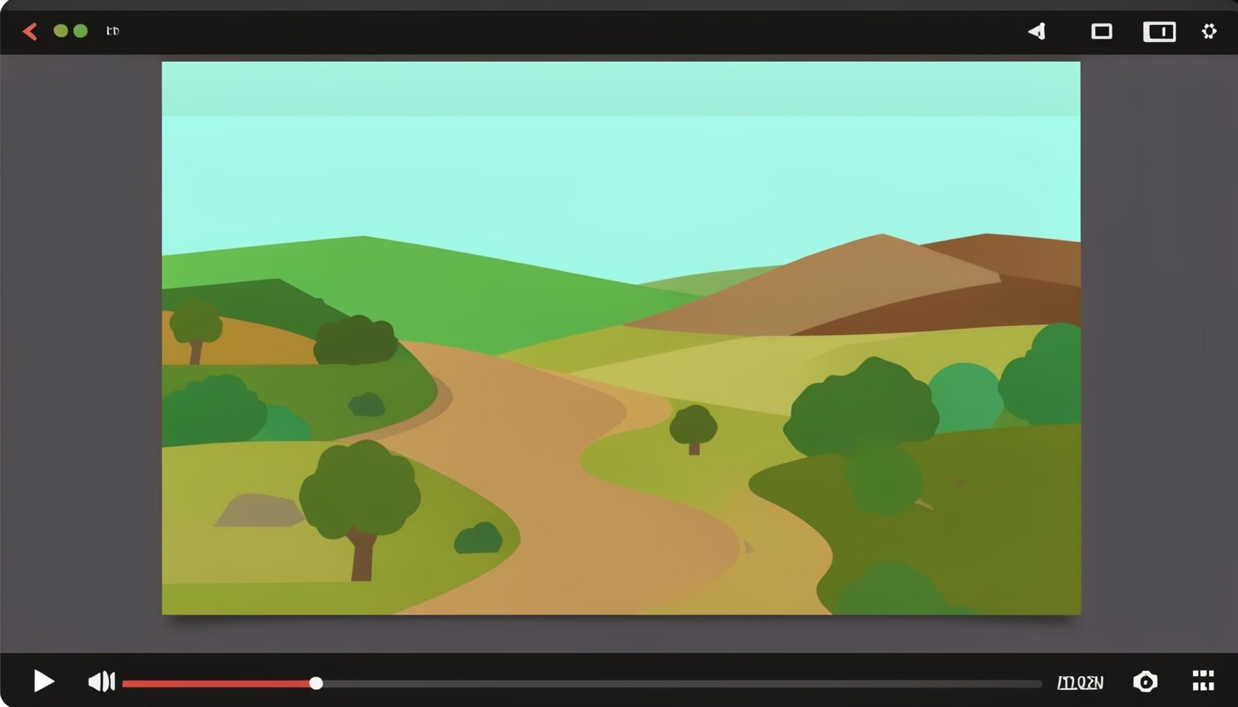 Illustration d'un écran de lecture vidéo affichant un paysage de carrière en Provence, tons naturels de terre et de roche.