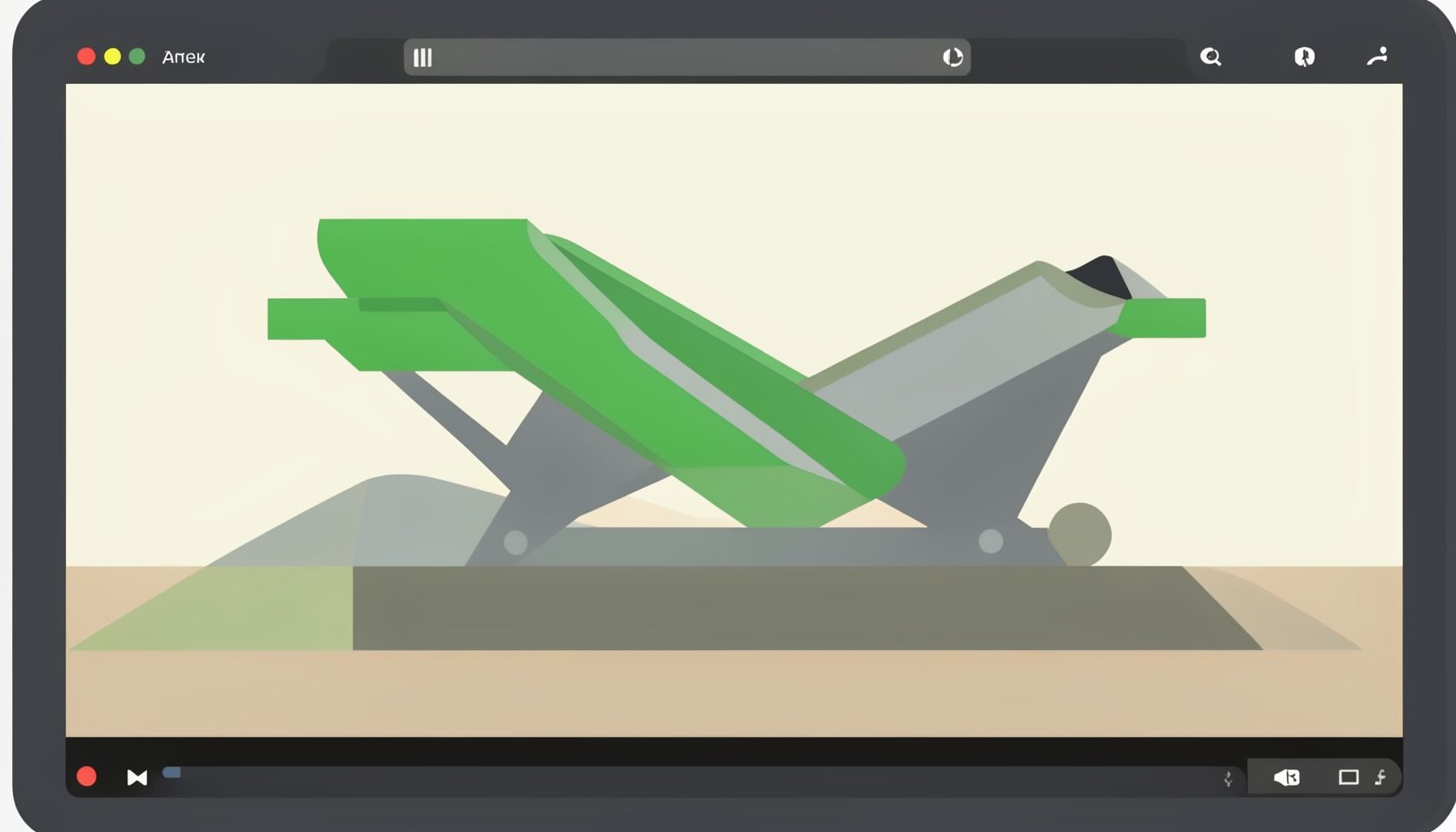 Illustration d'un écran de lecture vidéo montrant un convoyeur de granulats en fonctionnement, tons gris et beige.